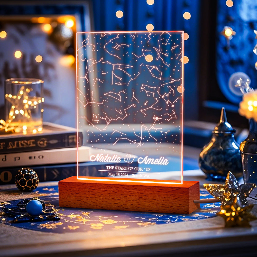 Custom Name Personalized Astrology Acrylic Led Night Light Romantic Starry Sky Memorial Light Gifts for Her - MyPhotoSocksAu