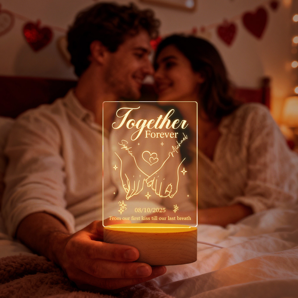 Custom Acrylic Heart Lamp for Valentine's Day - Personalized LED Night Light with Names & Anniversary Date - Romantic Desktop Decor Gift - MyPhotoSocksAu