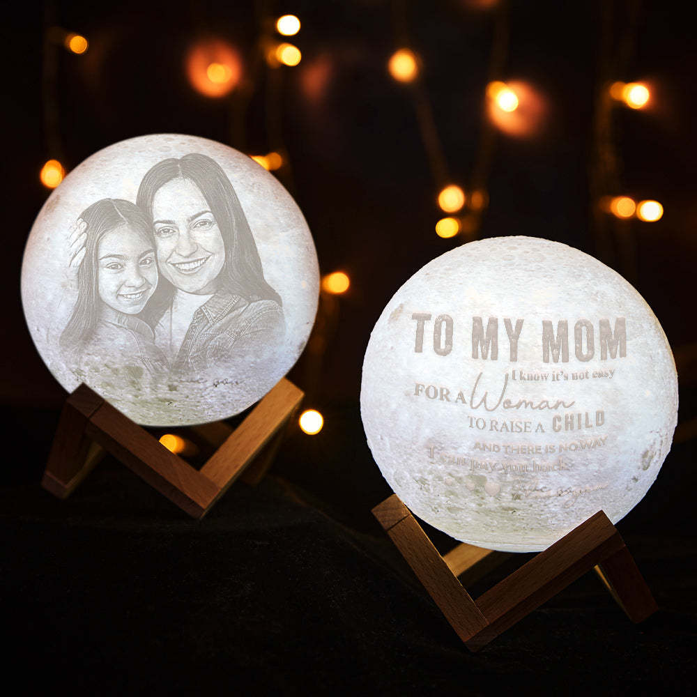 Mother's Day Gifts Custom 3D Printing Photo Moon Lamp Magic Lunar With Photo & Text - Touch Two/Three Colors(10cm-20cm) - MyPhotoSocksAu
