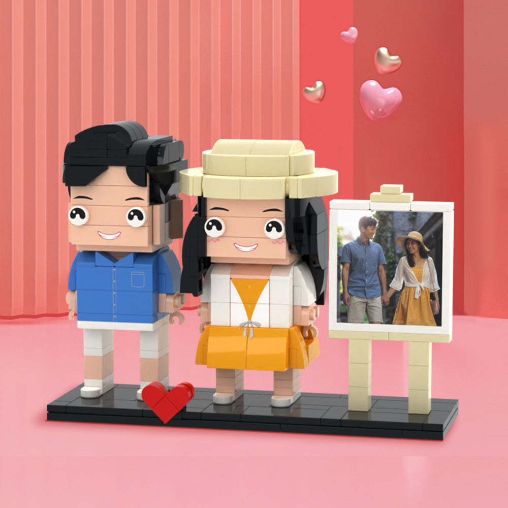 Sweet Couple Gifts Full Body Customizable 2 People Photo Frame Custom Brick Figures - MyPhotoSocksAu