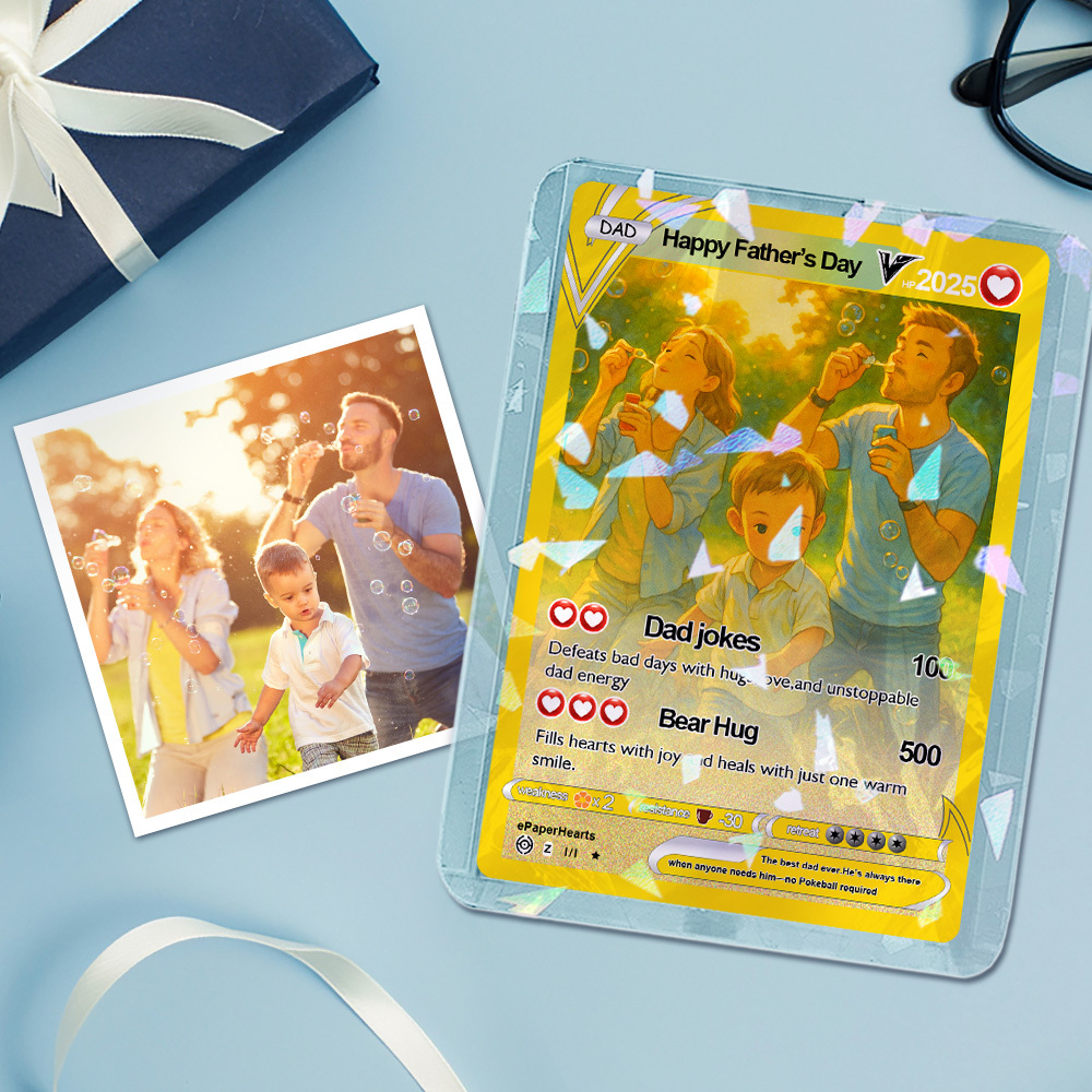 Father's Day Gifts Custom Poke Card Tie Card Custom Text and Photo Poke Card Gift For Dad Poke Present