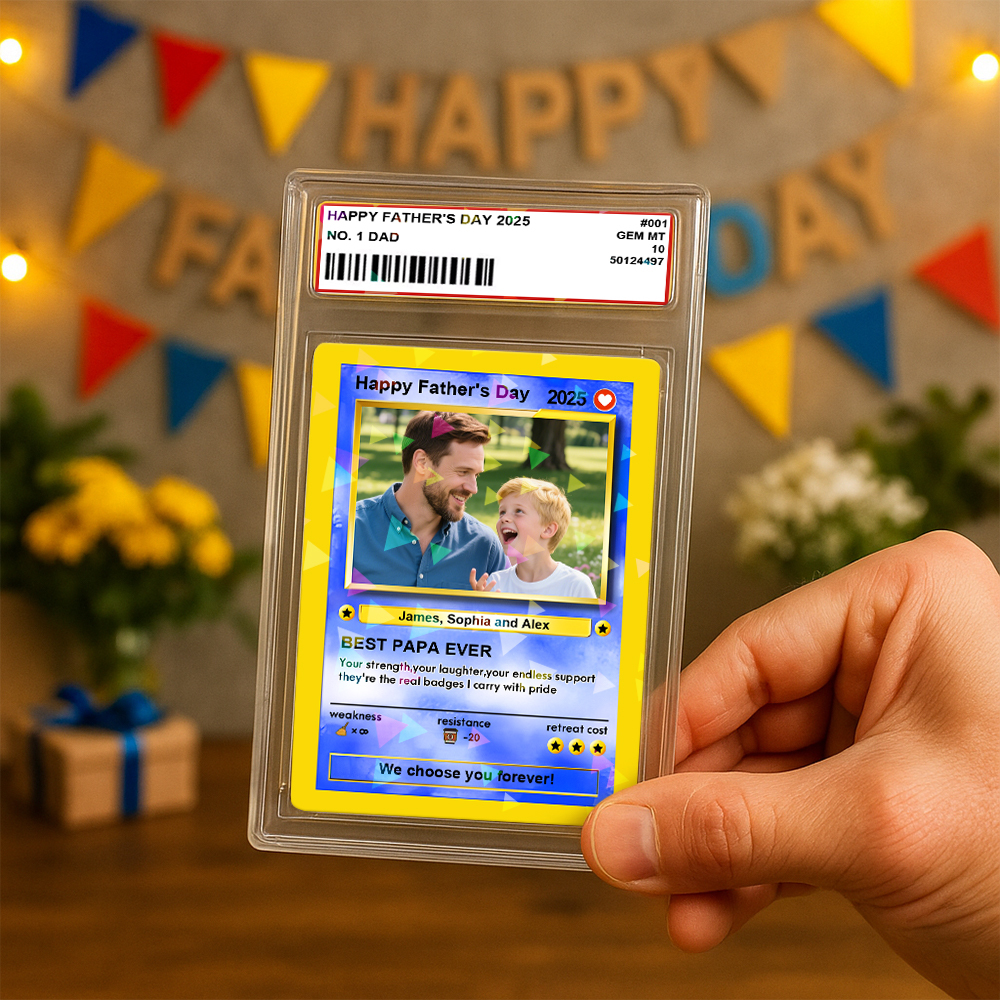 Personalized Father Tie Poke Card Retro Cartoon-Inspired Mini Gift for Dad Photo Text Poke Card - MyPhotoSocksAu