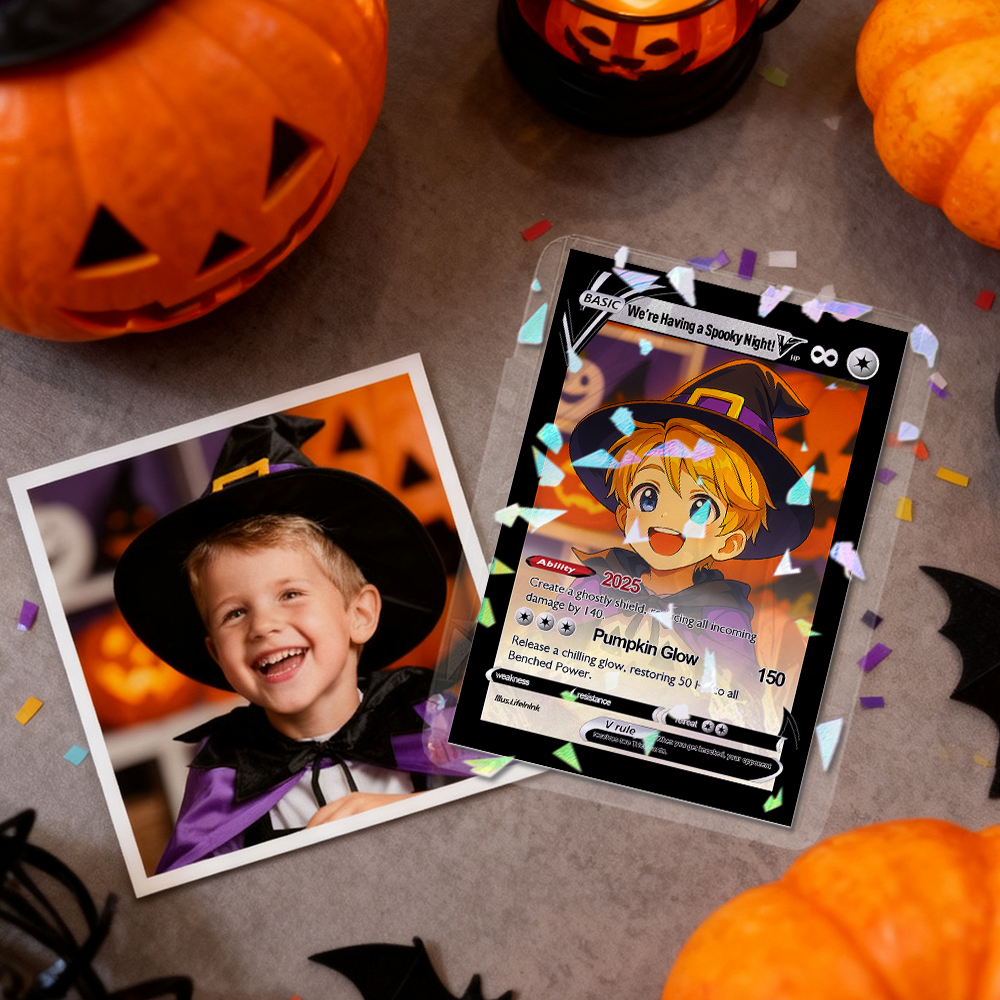 Custom Halloween Trading Card Turn Your Pet into a Spooky Poke Card Personalized Pet Halloween Gift - MyPhotoSocksAu