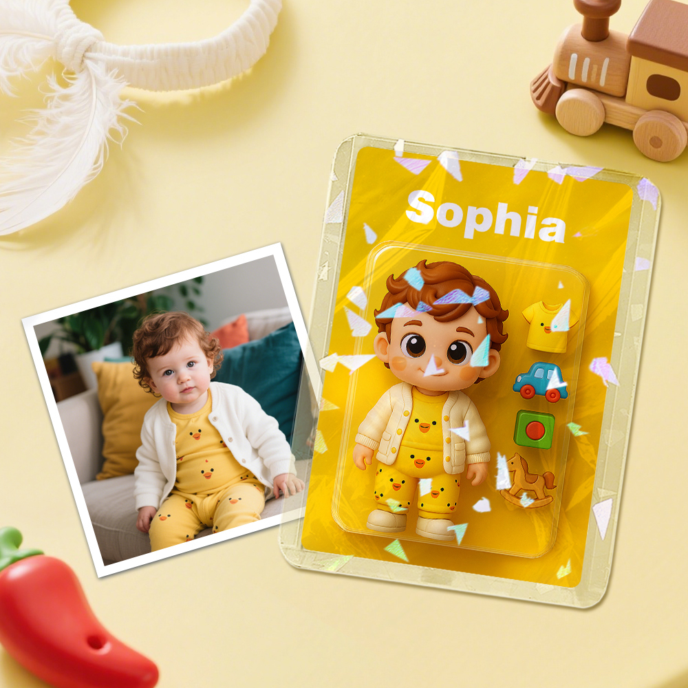 Custom Cute Baby Character Card Personalized Card Gift For Children Custom Presents - MyPhotoSocksAu