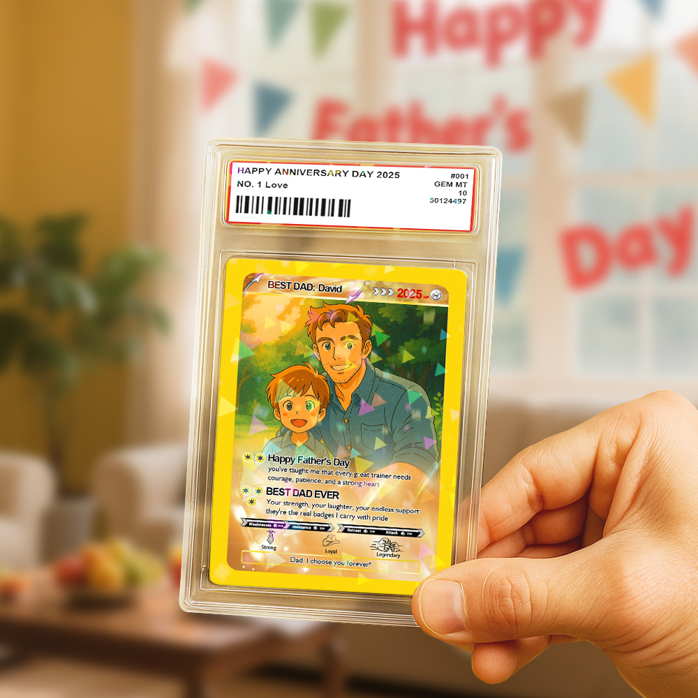 Personalized Father Tie Poke Card Retro Cartoon-Inspired Mini Gift for Dad Photo Text Poke Card - MyPhotoSocksAu