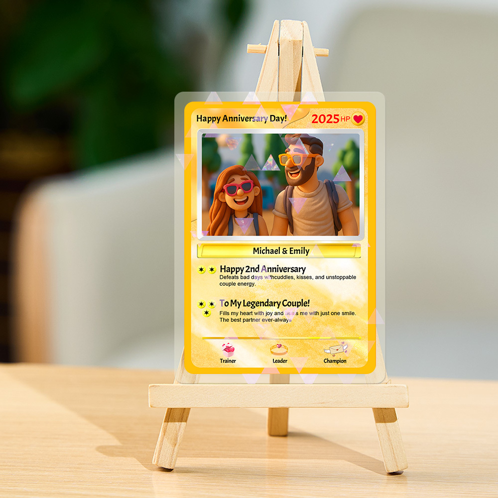Personalized Cartoon Style Couple Card Personalized Poke Card for Anniversary Gift Birthday Keepsake for Girlfriend or Boyfriend - MyPhotoSocksAu