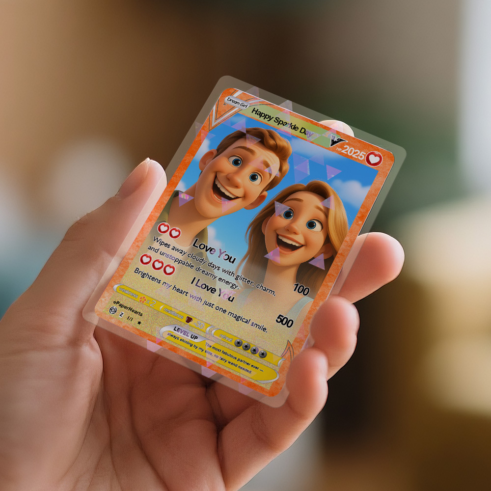 Personalized Cartoon Style Couple Card Personalized Poke Card for Anniversary Gift Birthday Keepsake for Girlfriend or Boyfriend - MyPhotoSocksAu