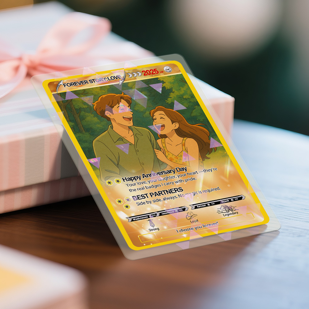 Custom Handcrafted Clay Style Couple Card Personalized Poke Card for Anniversary Gift Birthday Keepsake for Girlfriend or Boyfriend - MyPhotoSocksAu