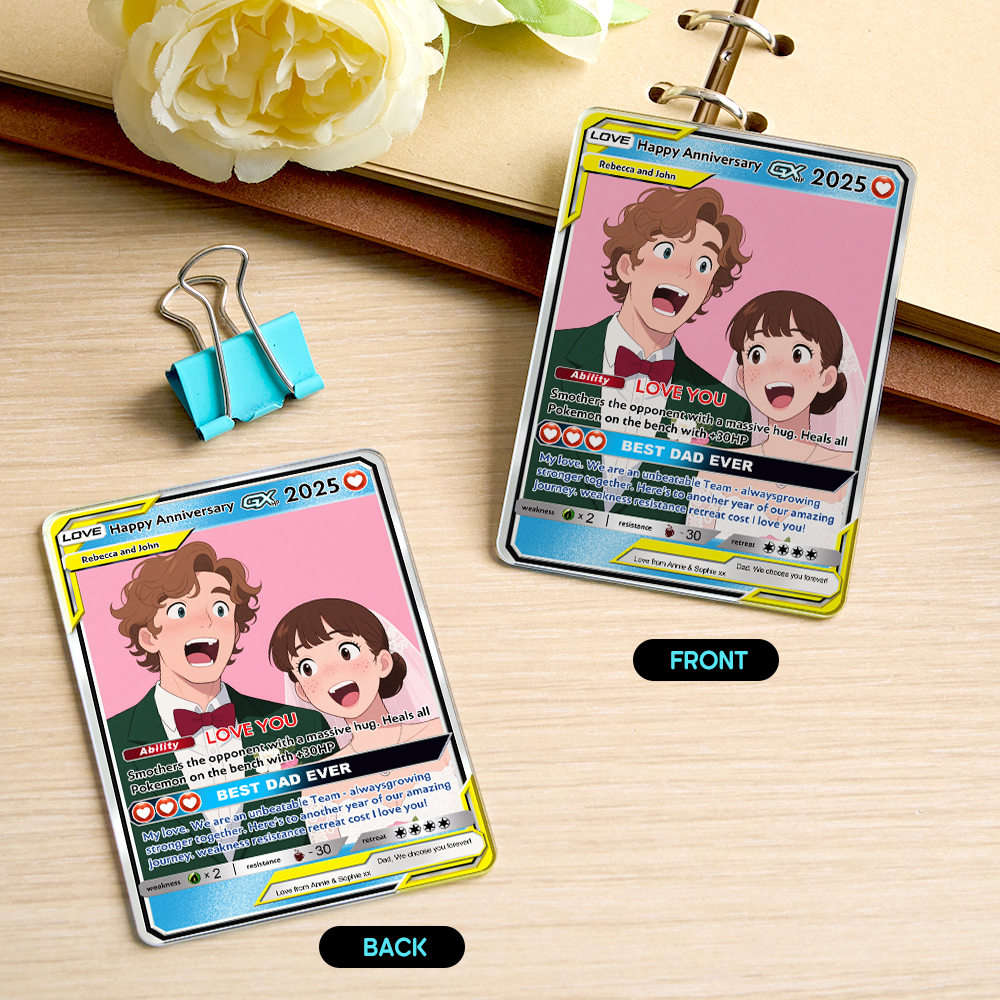 Personalized Poke Card Anime Acrylic Card for Couple Card Hologram Ornament Anniversary Gift - MyPhotoSocksAu