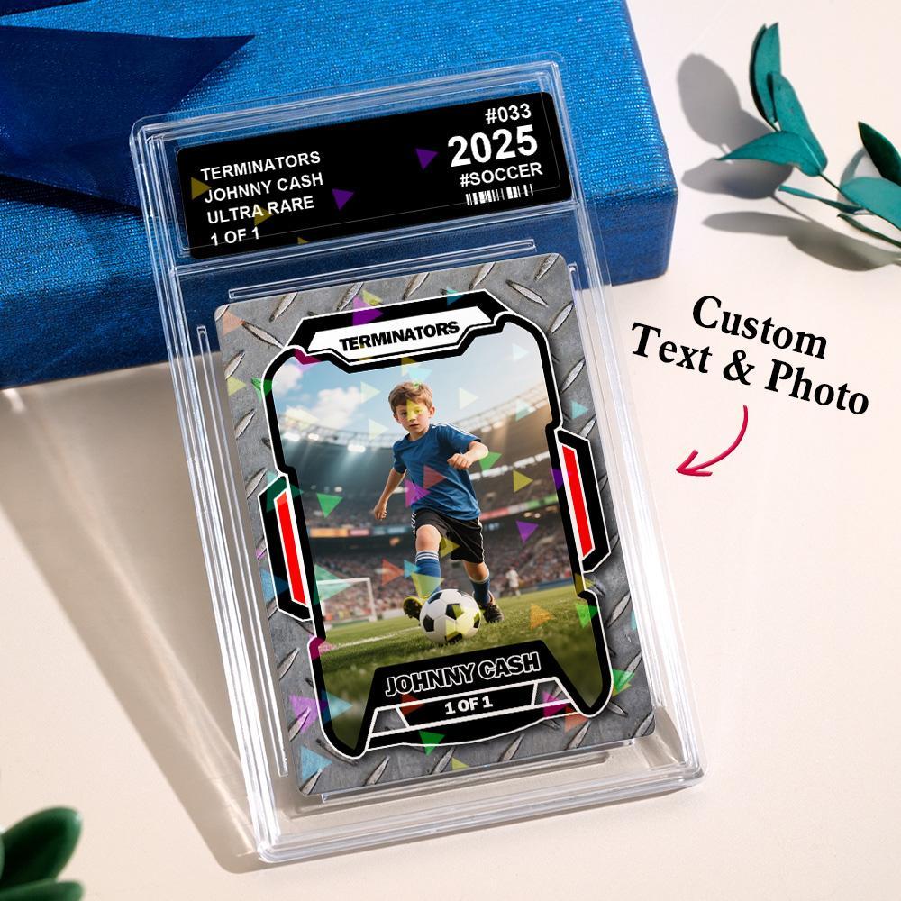 Custom Poke Card Sport Portrait from Photo Personalized Sports-Themed Trainer Card with Custom Name & Stats Unique Gift for Athletes & Fans - MyPhotoSocksAu