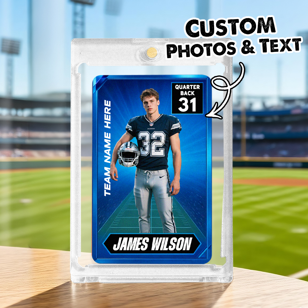 Custom Sport Photo Card  Personalized Athlete Portrait Card with Name Kids Sports Themed Trainer Card Gift - MyPhotoSocksAu