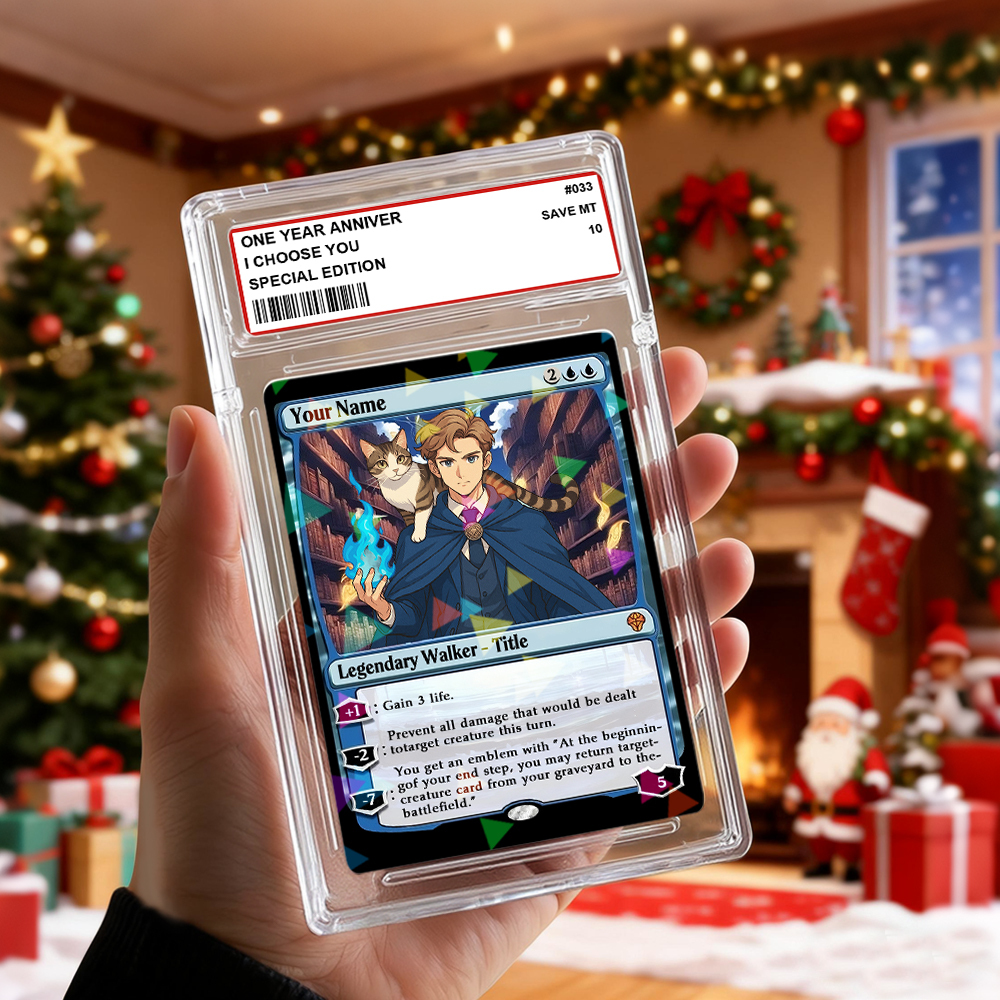 Custom Character Card Personalized Magic Style Christmas Gift Funny Cartoon Christmas Gift for Him or Her MTG Style Card Gift - MyPhotoSocksAu