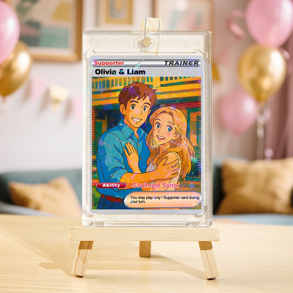 Personalized  Valentine Couple Card Custom Cartoon Acrylic Card Gift With Optional Film Styles - MyPhotoSocksAu