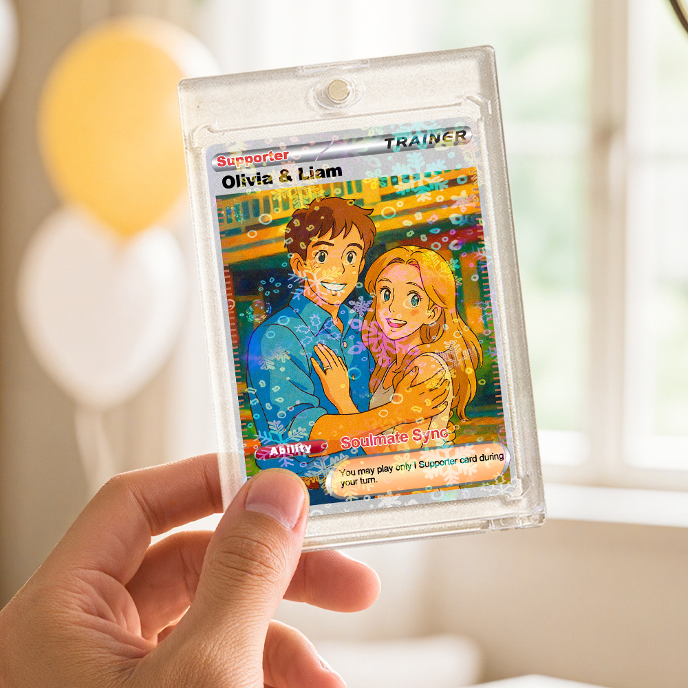 Personalized  Valentine Couple Card Custom Cartoon Acrylic Card Gift With Optional Film Styles - MyPhotoSocksAu