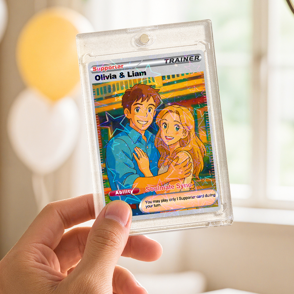 Personalized  Valentine Couple Card Custom Cartoon Acrylic Card Gift With Optional Film Styles - MyPhotoSocksAu