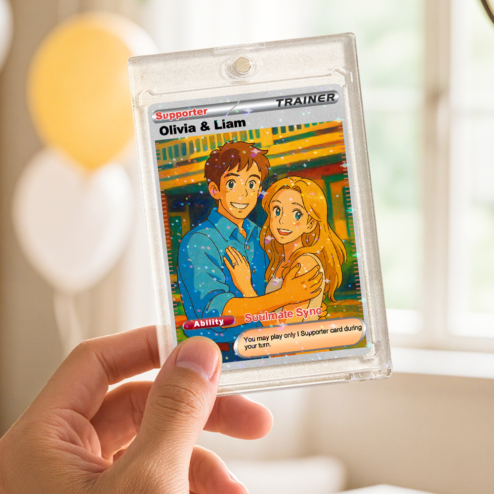 Personalized  Valentine Couple Card Custom Cartoon Acrylic Card Gift With Optional Film Styles - MyPhotoSocksAu