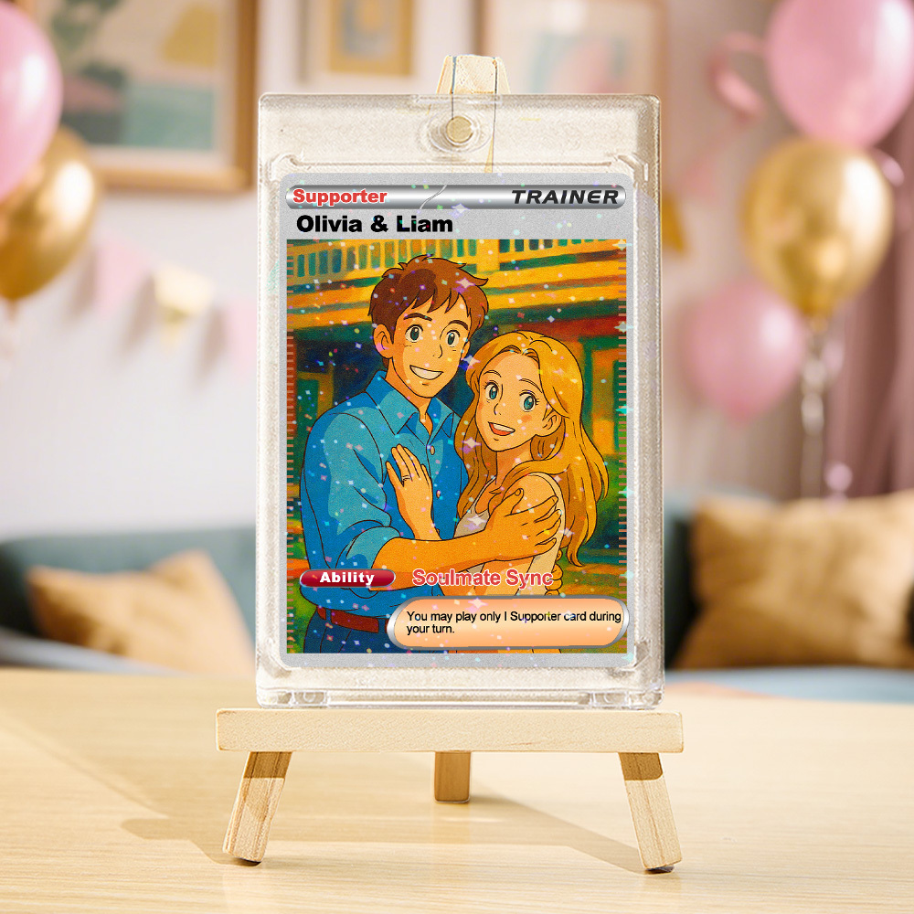 Personalized  Valentine Couple Card Custom Cartoon Acrylic Card Gift With Optional Film Styles - MyPhotoSocksAu