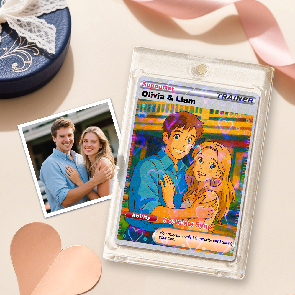 Personalized  Valentine Couple Card Custom Cartoon Acrylic Card Gift With Optional Film Styles - MyPhotoSocksAu