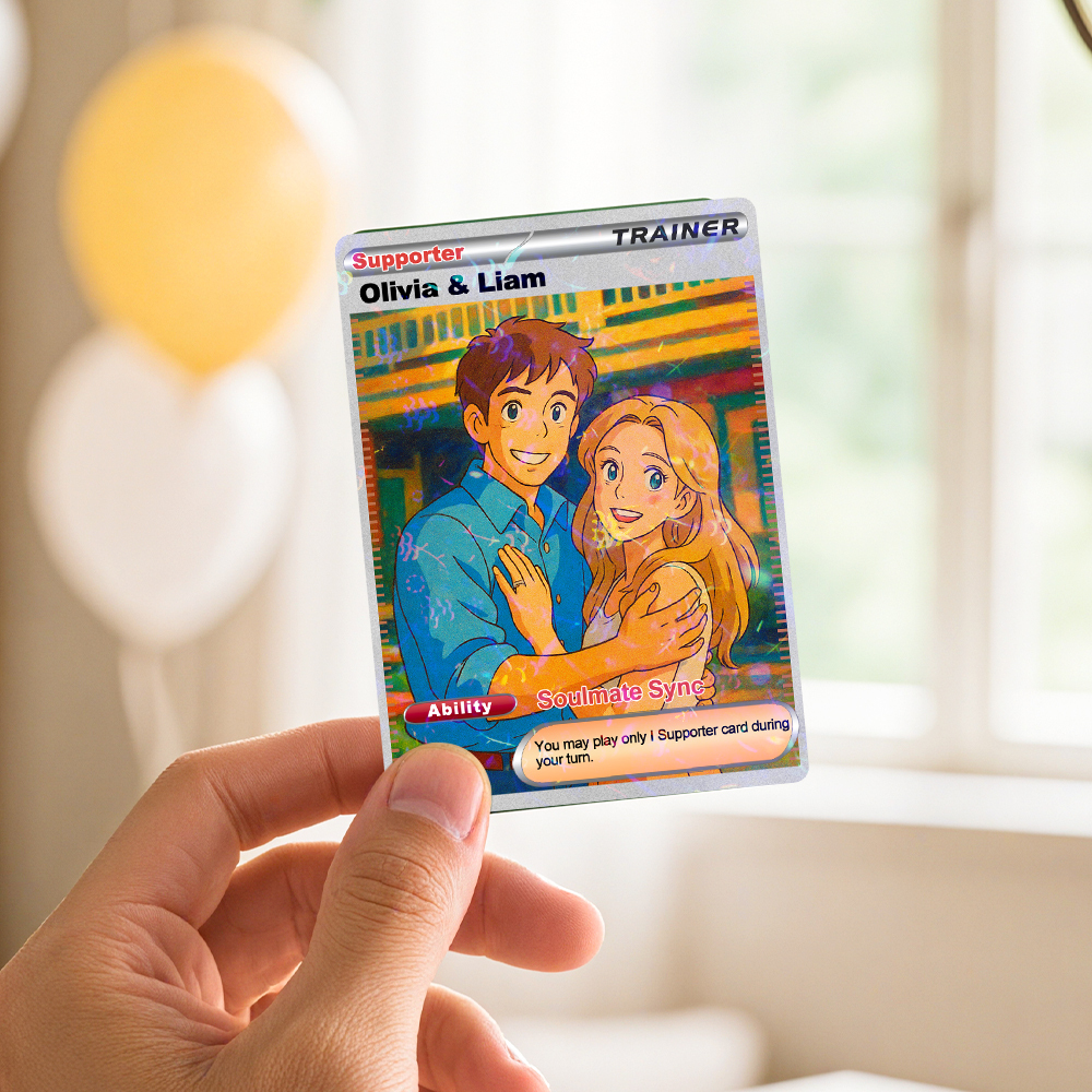 Personalized  Valentine Couple Card Custom Cartoon Acrylic Card Gift With Optional Film Styles - MyPhotoSocksAu