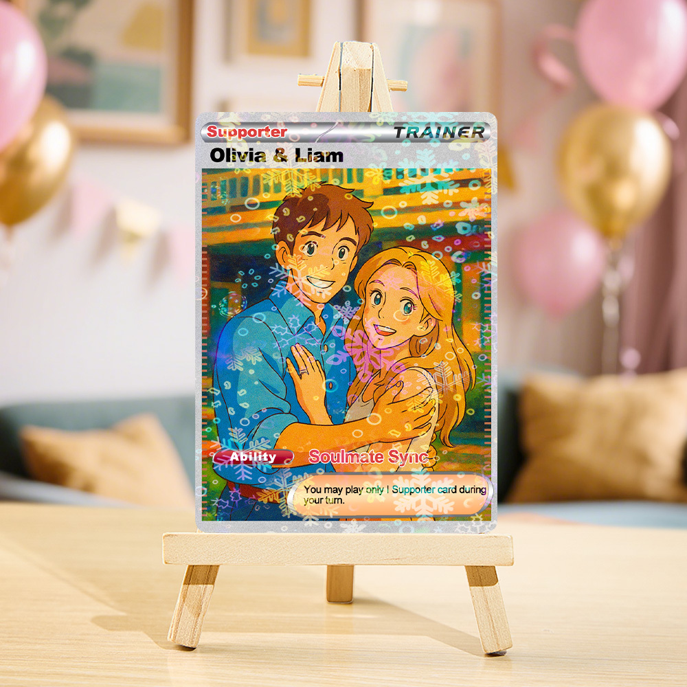 Personalized  Valentine Couple Card Custom Cartoon Acrylic Card Gift With Optional Film Styles - MyPhotoSocksAu