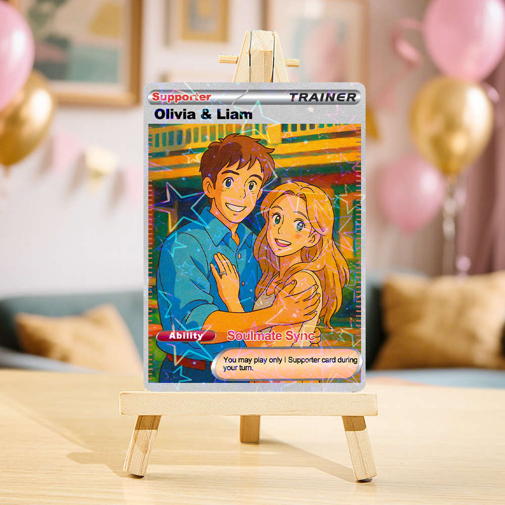 Personalized  Valentine Couple Card Custom Cartoon Acrylic Card Gift With Optional Film Styles - MyPhotoSocksAu