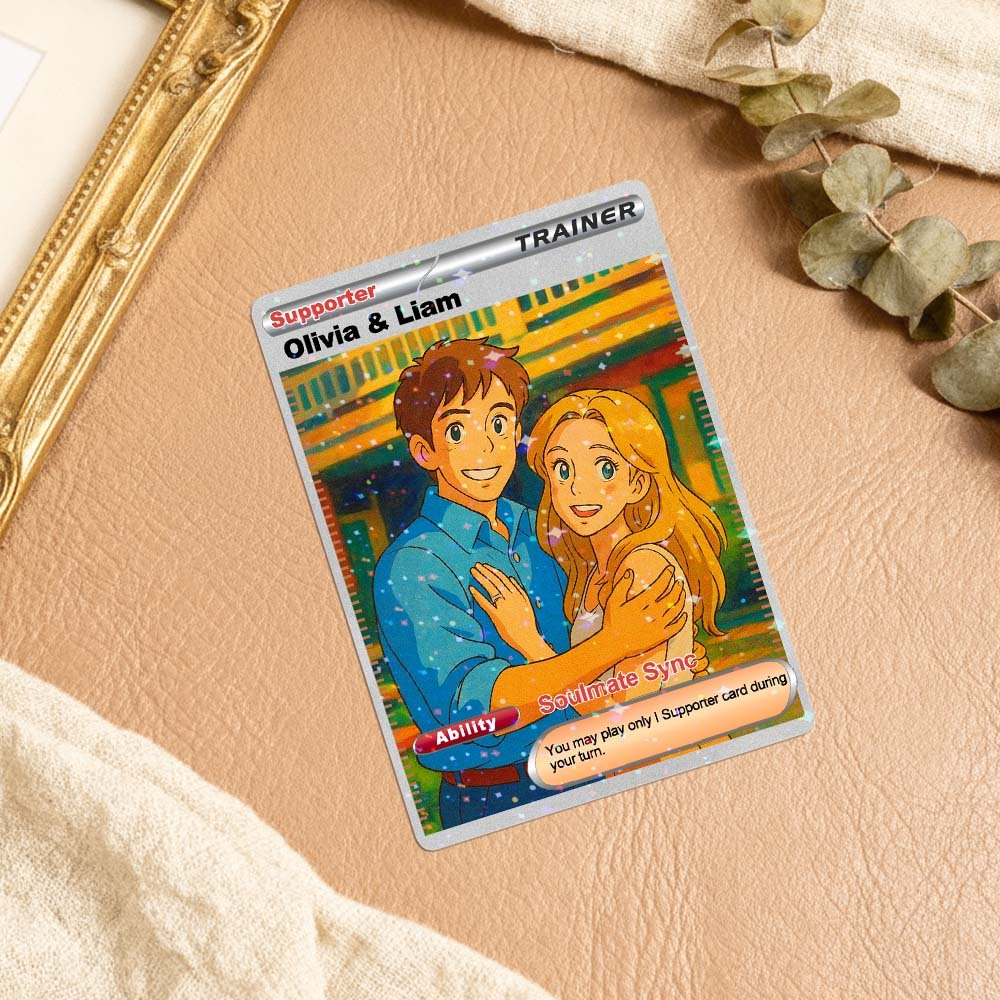 Personalized  Valentine Couple Card Custom Cartoon Acrylic Card Gift With Optional Film Styles - MyPhotoSocksAu