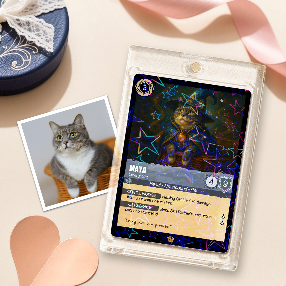 Custom Cute Pet Trading Card Personalized Cartoon Acrylic Card Gift With Optional Film Styles - MyPhotoSocksAu