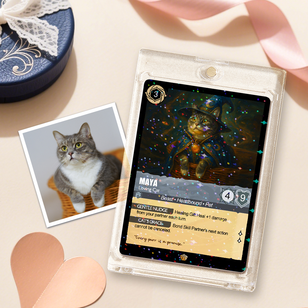 Custom Cute Pet Trading Card Personalized Cartoon Acrylic Card Gift With Optional Film Styles - MyPhotoSocksAu