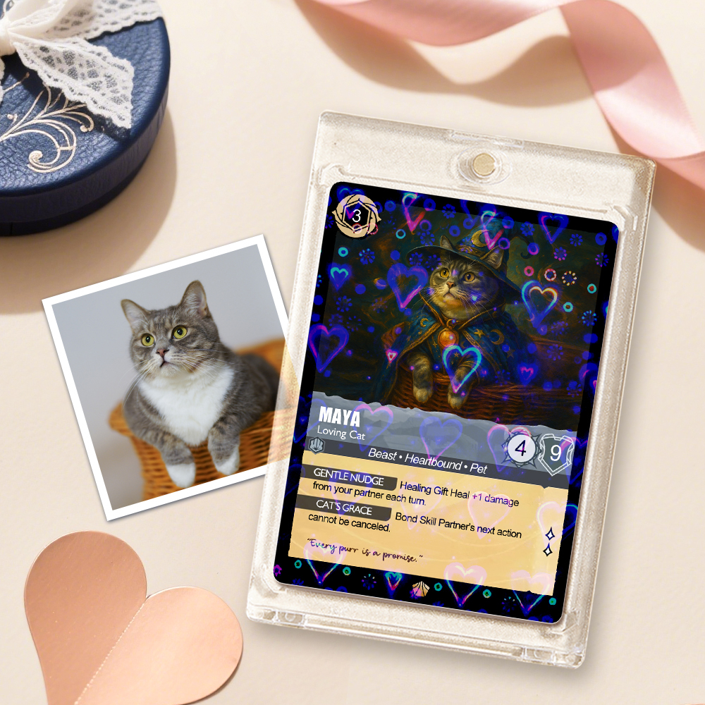 Custom Cute Pet Trading Card Personalized Cartoon Acrylic Card Gift With Optional Film Styles - MyPhotoSocksAu