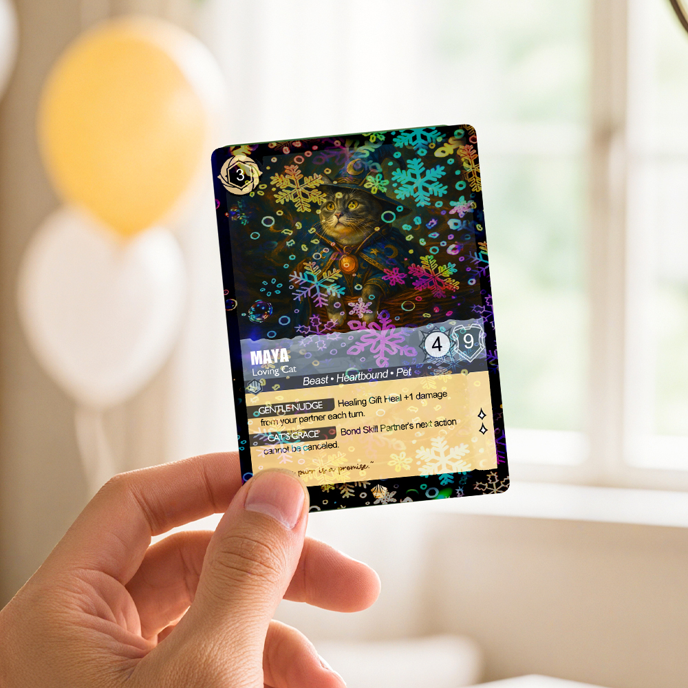 Custom Cute Pet Trading Card Personalized Cartoon Acrylic Card Gift With Optional Film Styles - MyPhotoSocksAu