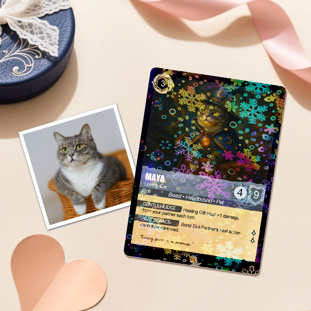 Custom Cute Pet Trading Card Personalized Cartoon Acrylic Card Gift With Optional Film Styles - MyPhotoSocksAu