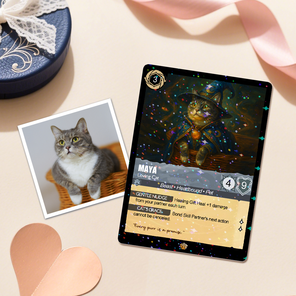 Custom Cute Pet Trading Card Personalized Cartoon Acrylic Card Gift With Optional Film Styles - MyPhotoSocksAu