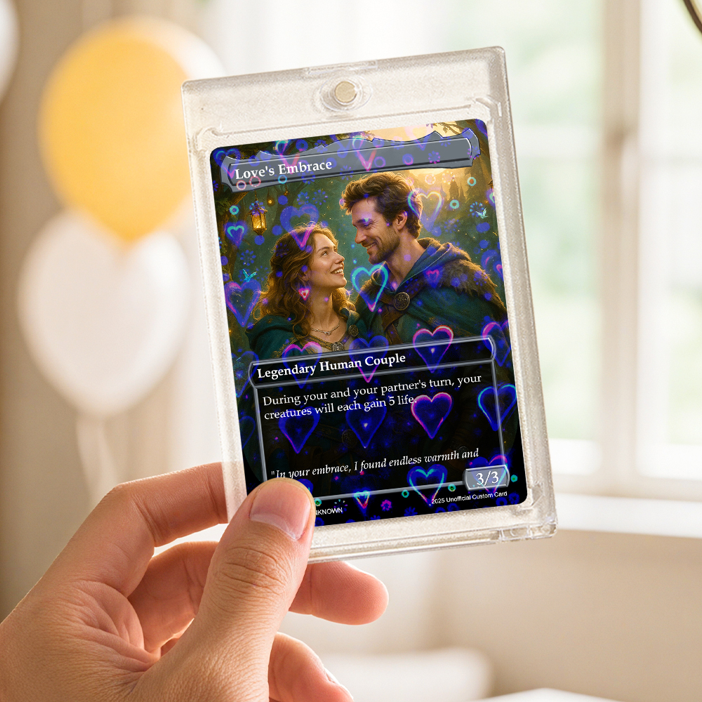 Custom Valentine Couple Card Personalized Cartoon Acrylic Card Gift With Optional Film Styles - MyPhotoSocksAu