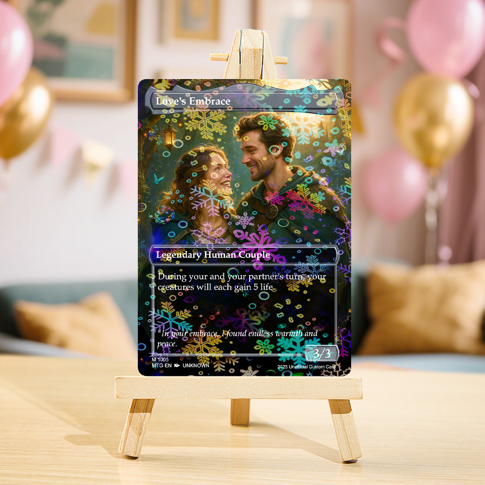 Custom Valentine Couple Card Personalized Cartoon Acrylic Card Gift With Optional Film Styles - MyPhotoSocksAu