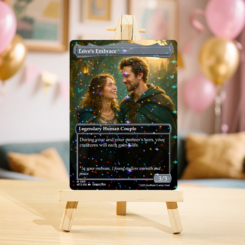 Custom Valentine Couple Card Personalized Cartoon Acrylic Card Gift With Optional Film Styles - MyPhotoSocksAu