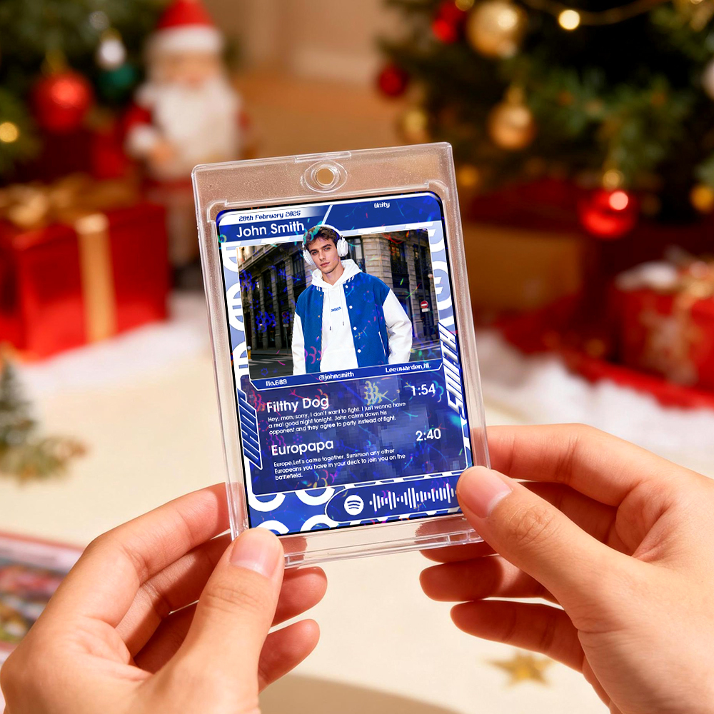 Personalized Photo Trading Card Custom Music Grey Audio Track Code Card Valentine Christmas Card Photo Gift Idea - MyPhotoSocksAu