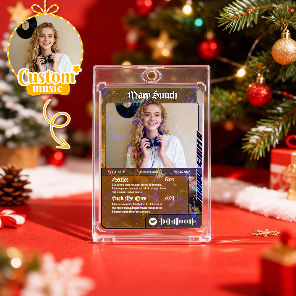 Personalized Music Trading Card for Couples Custom Acrylic Valentine Card Gift Idea Chrismtas Card Gift - MyPhotoSocksAu