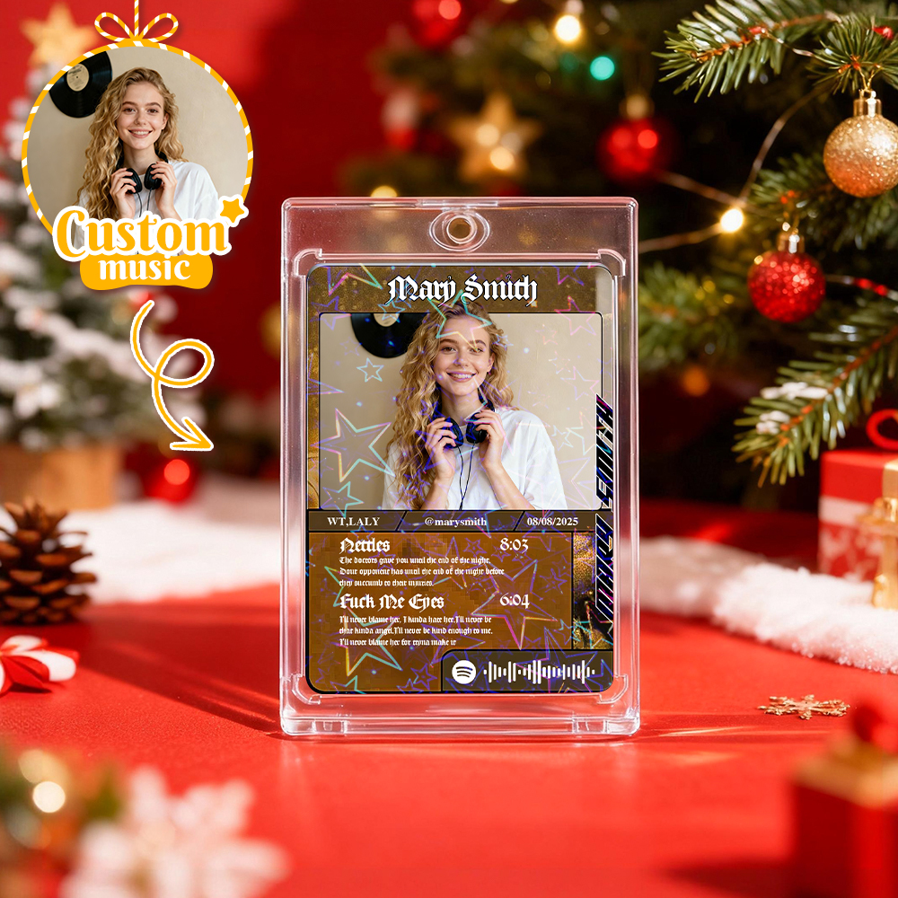 Personalized Music Trading Card for Couples Custom Acrylic Valentine Card Gift Idea Chrismtas Card Gift - MyPhotoSocksAu