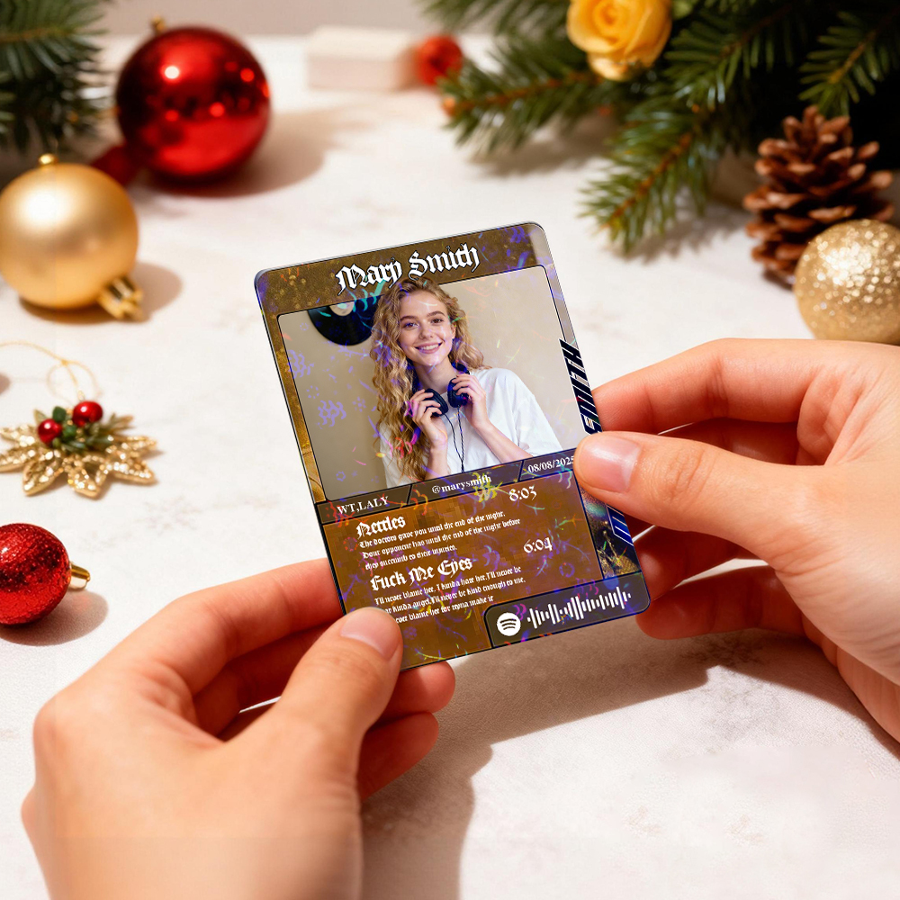 Personalized Photo Trading Card Custom Music Blue Audio Track Code Card Valentine Card Photo Gift Idea - MyPhotoSocksAu