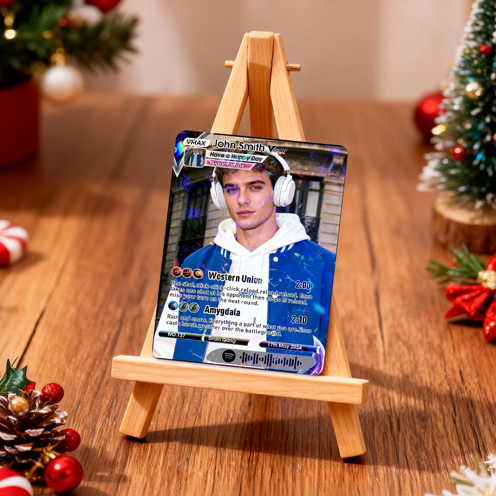 Personalized Photo Trading Card Custom Music Blue Audio Track Code Card Valentine Card Photo Gift Idea - MyPhotoSocksAu