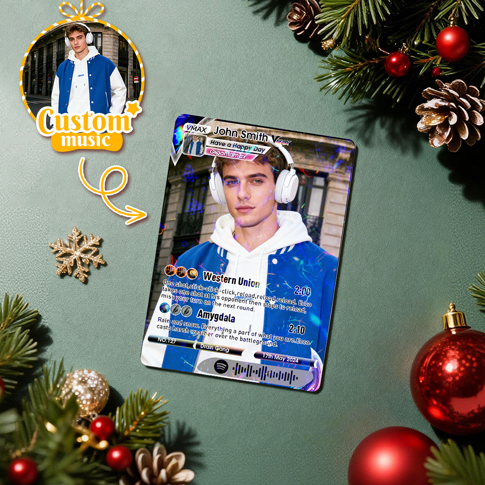 Personalized Music Trading Card for Couples Custom Acrylic Valentine Card Gift Idea Chrismtas Card Gift - MyPhotoSocksAu