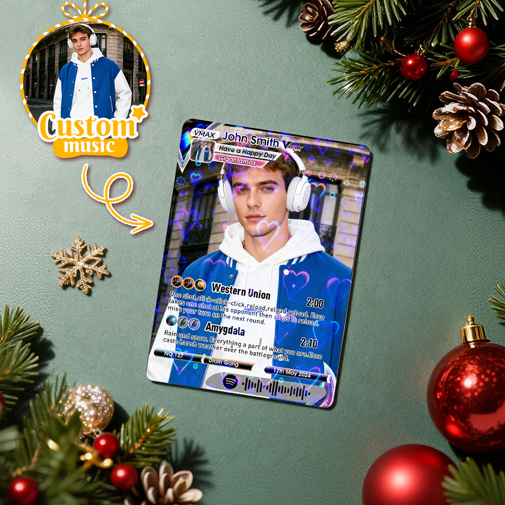 Personalized Music Trading Card for Couples Custom Acrylic Valentine Card Gift Idea Chrismtas Card Gift - MyPhotoSocksAu