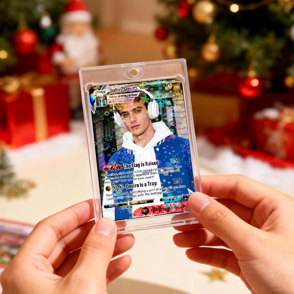 Personalized Photo Trading Card Custom Music Blue Audio Track Code Card Valentine Card Photo Gift Idea - MyPhotoSocksAu