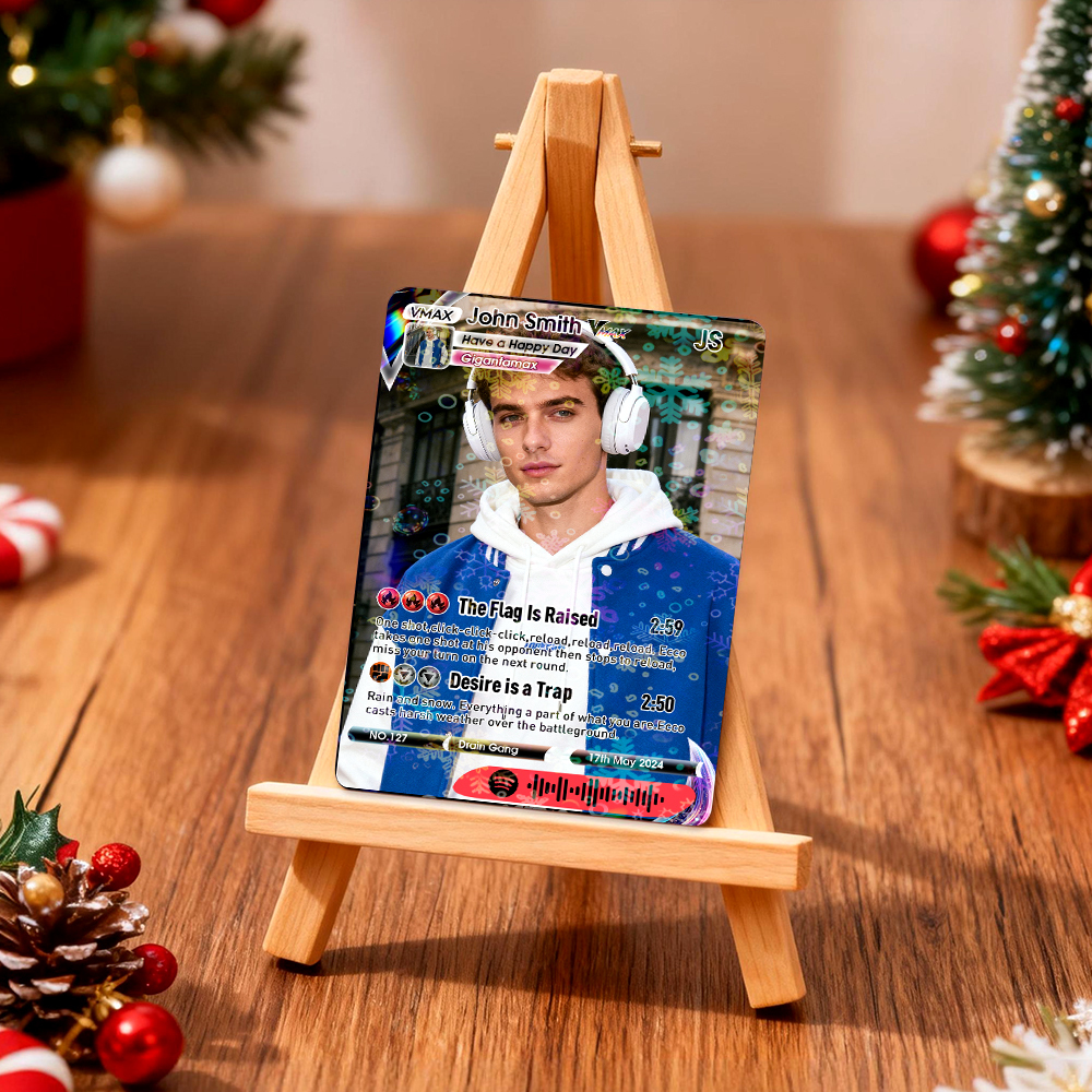 Personalized Photo Trading Card Custom Music Red Audio Track Code Card Valentine Christmas Card Photo Gift With Optional Film Styles Card - MyPhotoSocksAu