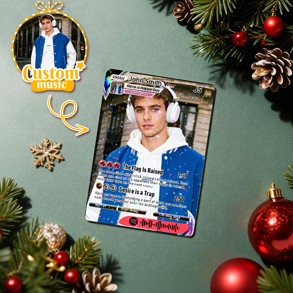 Personalized Music Trading Card for Couples Custom Acrylic Valentine Card Gift Idea Chrismtas Card Gift - MyPhotoSocksAu