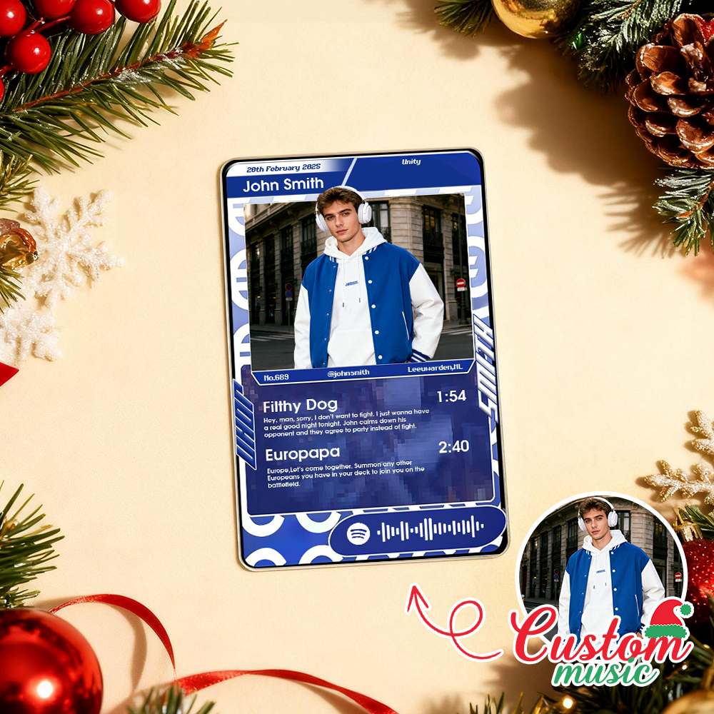 Custom Christmas Trading Sports Card Personalized Music Code Trading Card with Photo & Name, Unique Holiday Gift for Lover - MyPhotoSocksAu
