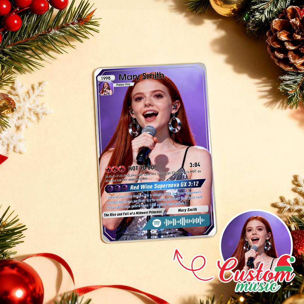 Custom Christmas Trading Sports Card Personalized Music Code Trading Card with Photo & Name, Unique Holiday Gift for Lover - MyPhotoSocksAu