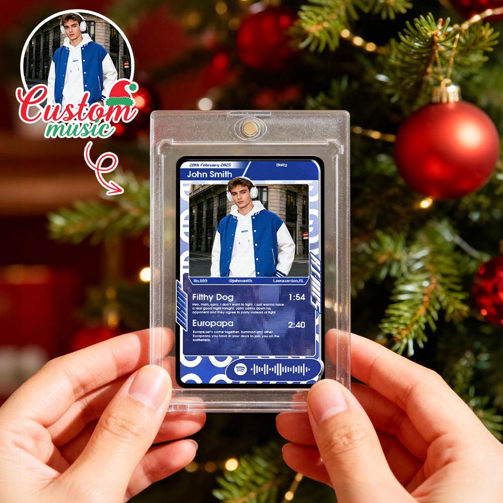 Custom Christmas Trading Sports Card Personalized Music Code Trading Card with Photo & Name, Unique Holiday Gift for Lover - MyPhotoSocksAu