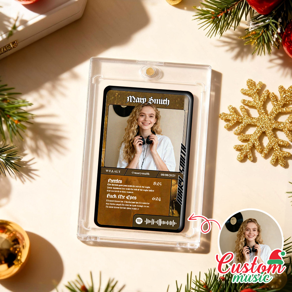 Custom Christmas Trading Sports Card Personalized Music Code Trading Card with Photo & Name, Unique Holiday Gift for Lover - MyPhotoSocksAu