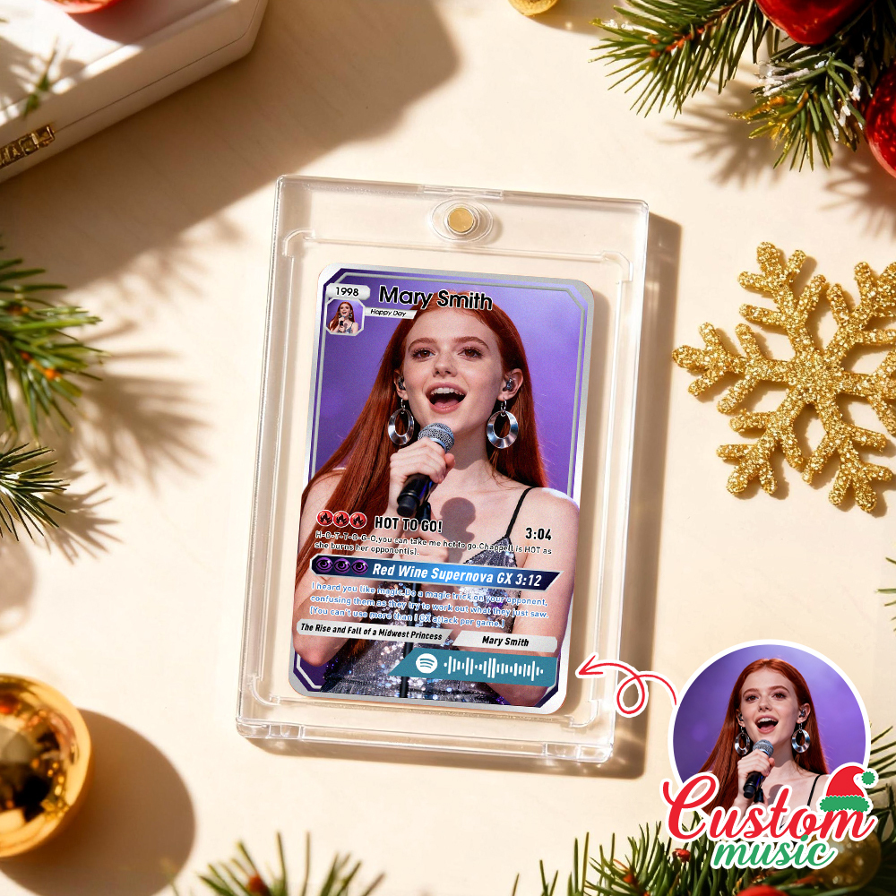 Custom Christmas Trading Sports Card Personalized Music Code Trading Card with Photo & Name, Unique Holiday Gift for Lover - MyPhotoSocksAu
